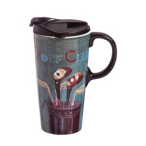 NIB - Cypress Ceramic Travel Mug Golf Clubs with Gift Box